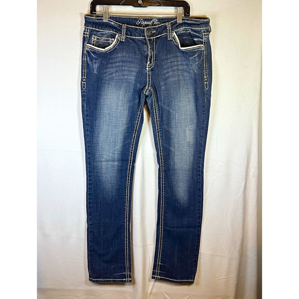 Request Jeans Women's 15/34 Straight Medium Wash Blue Denim 5-Pocket